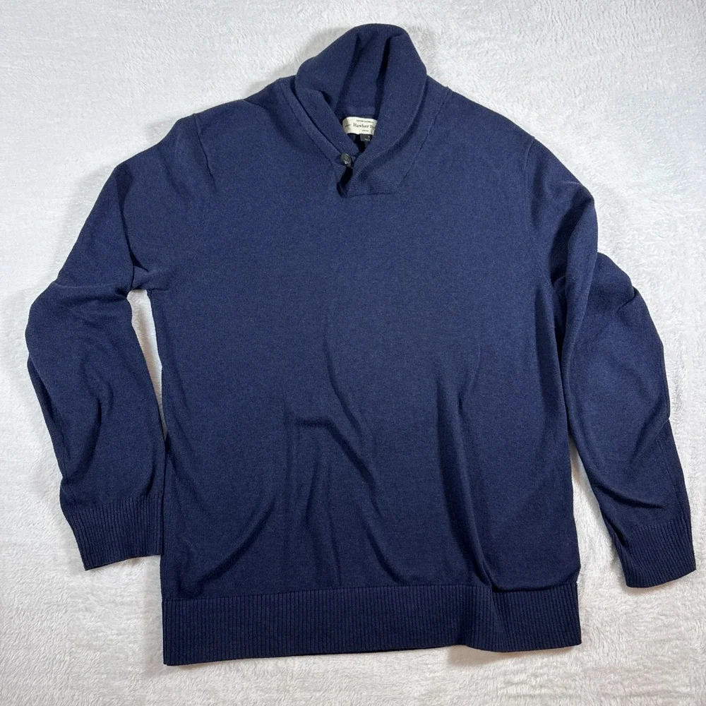 Washable Cashmere‎ Blend Stitch Fix Hawker Rye Blue Long Sleeve Button Neck S